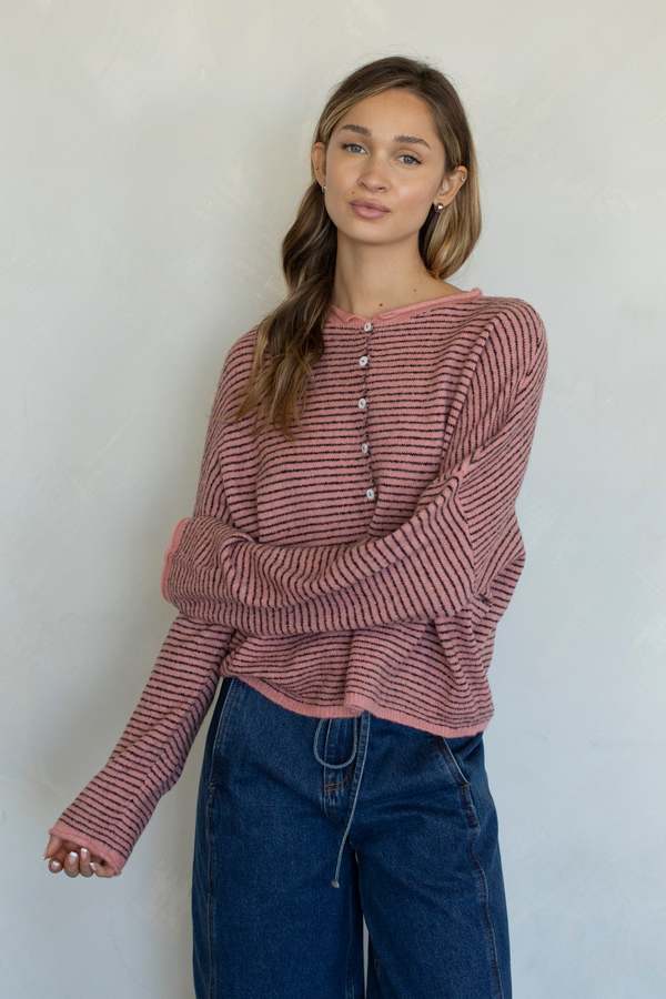 Azalea Maisie Sweater in Mini Rose Stripe Azalea Maisie Sweater in Mini Rose Stripe