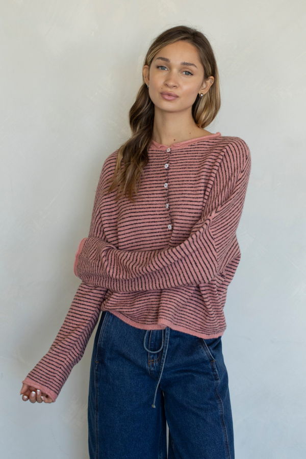 Azalea Maisie Sweater in Mini Rose Stripe