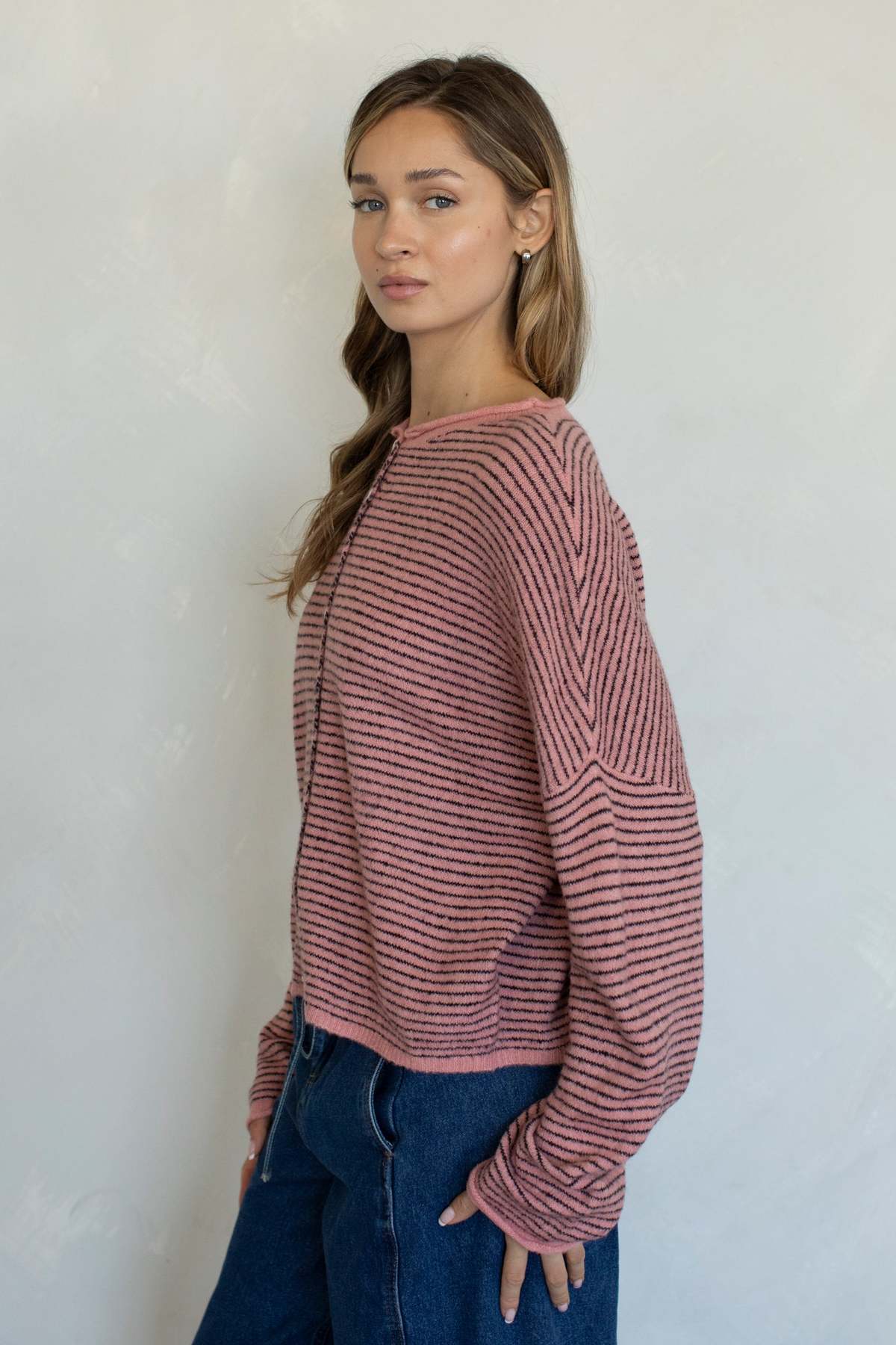 Azalea Maisie Sweater in Mini Rose Stripe - Image 2 of 4