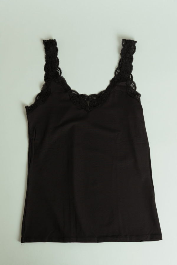 Only Hearts Delicious Lace V-Neck Tank - Black