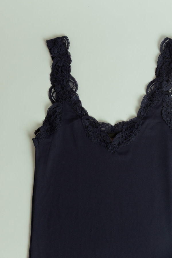 Only Hearts Delicious With Lace V-Neck Tank - Navy