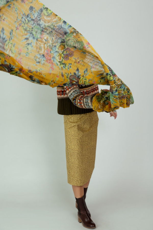 Epice Yellow Floral Wool Shawl
