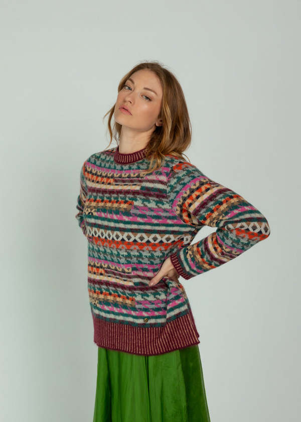Antipast Jacquard Knit Wool Mohair Pullover - Multi