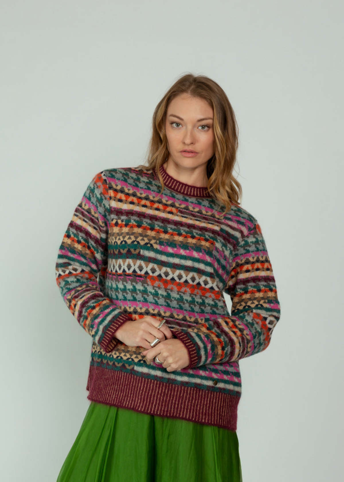 Antipast Jacquard Knit Wool Mohair Pullover - Multi - Image 2 of 5