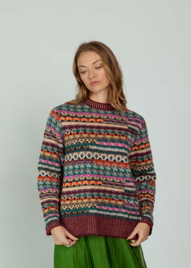 Antipast Jacquard Knit Wool Mohair Pullover - Multi