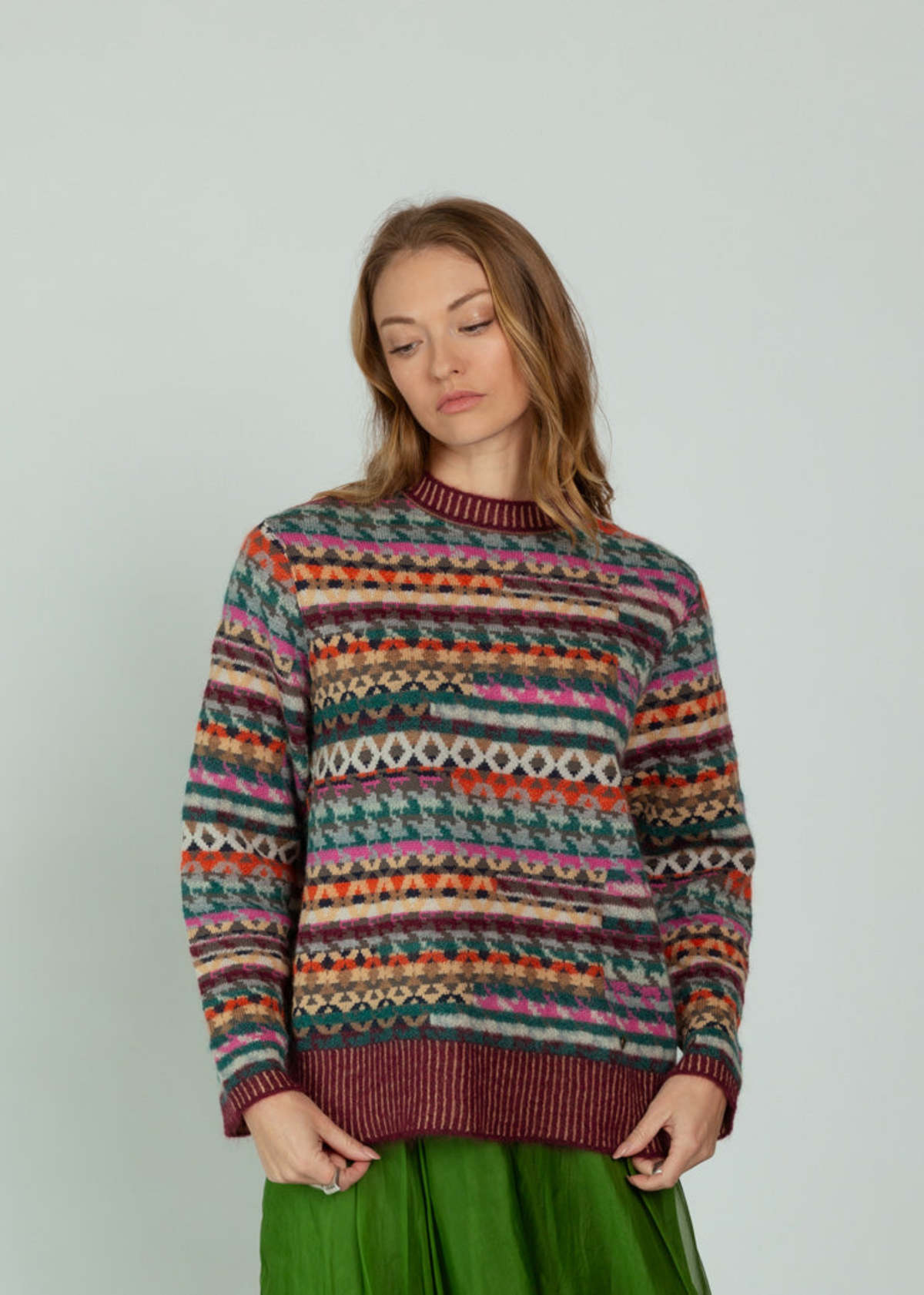Antipast Jacquard Knit Wool Mohair Pullover - Multi - Image 3 of 5