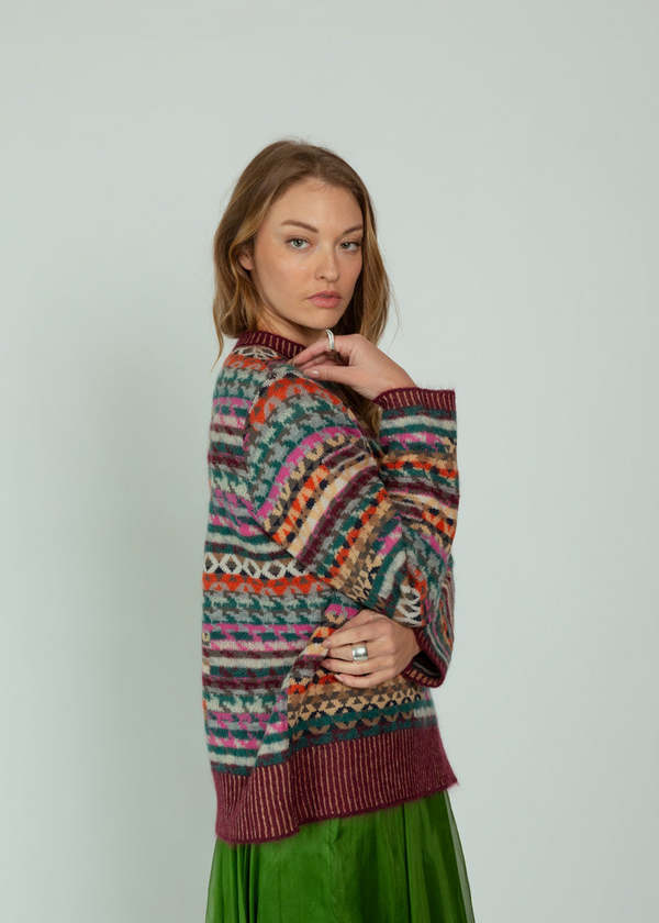 Antipast Jacquard Knit Wool Mohair Pullover - Multi