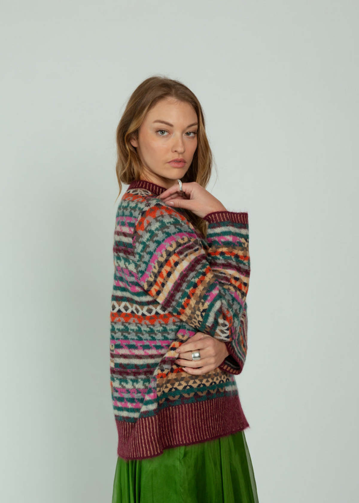 Antipast Jacquard Knit Wool Mohair Pullover - Multi - Image 5 of 5