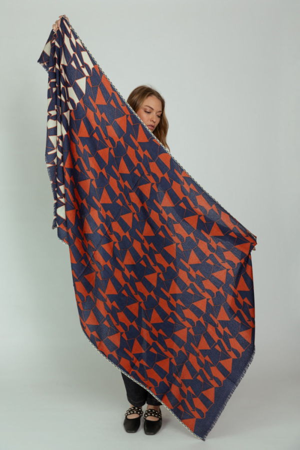 Epice Wool Origami Scarf - Indigo