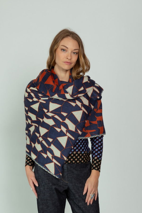 Epice Wool Origami Scarf - Indigo