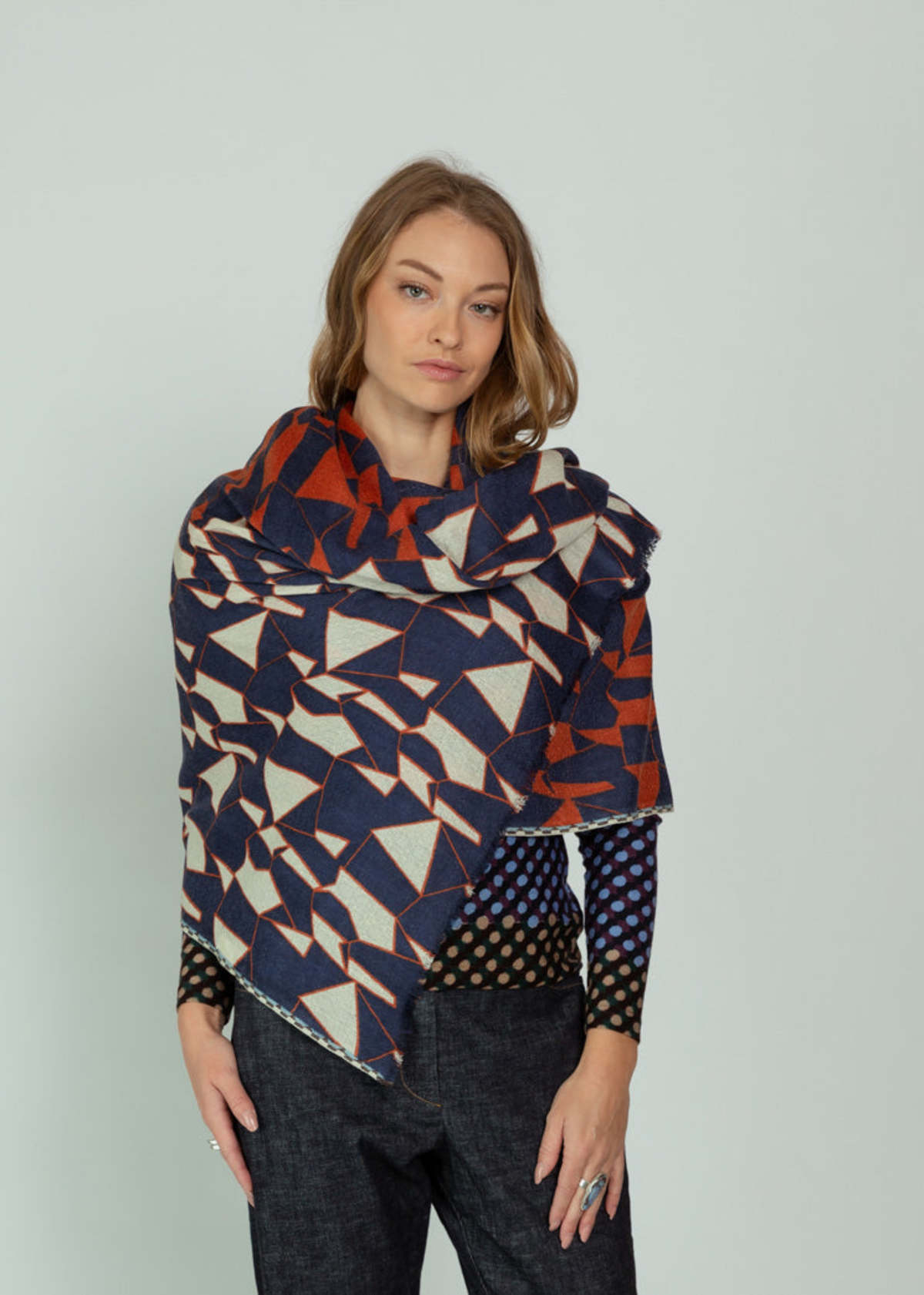 Epice Wool Origami Scarf - Indigo - Image 2 of 4