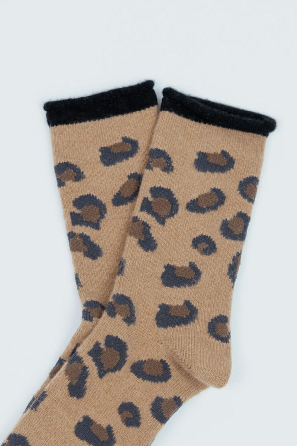 Hansel from Basel Cheetah Cashmere Crew Socks - Cheetah
