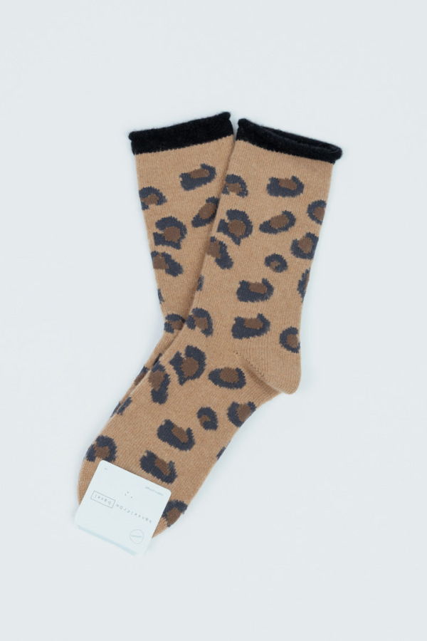 Hansel from Basel Cheetah Cashmere Crew Socks - Cheetah