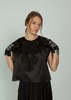 Louiza Babouryan Satin Organza Top with Bows - Black - Thumbnail 1