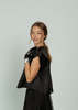 Louiza Babouryan Satin Organza Top with Bows - Black - Thumbnail 4