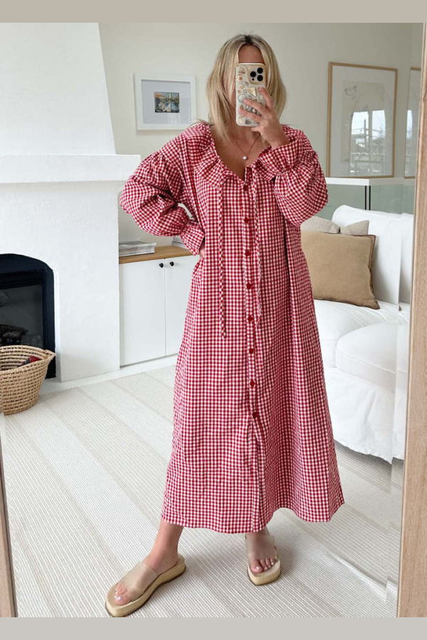 harly jae toile Nightgown - Red Gingham