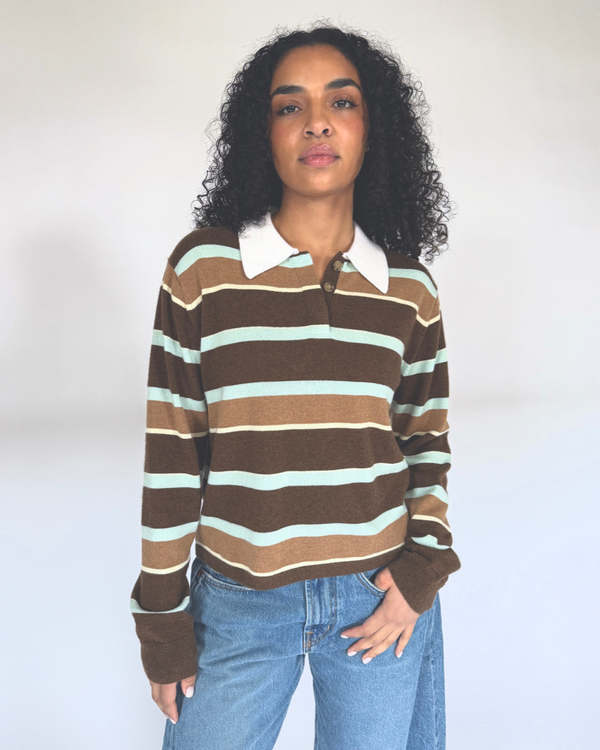 Guest in Residence Cropped Stripe Rugby Sweater Guest in Residence Cropped Stripe Rugby Sweater
