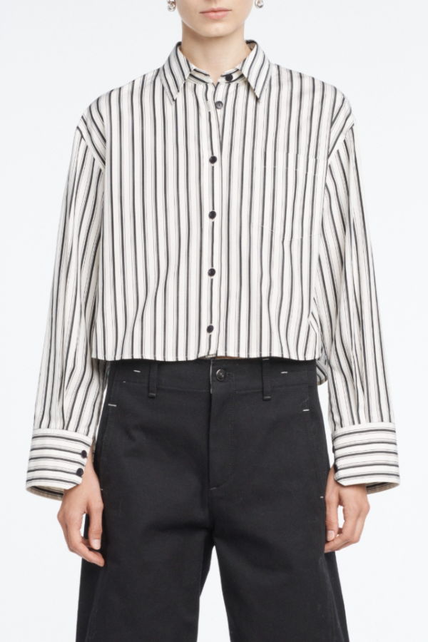 MARIA McMANUS Cropped Shirt - Ivory Stripe