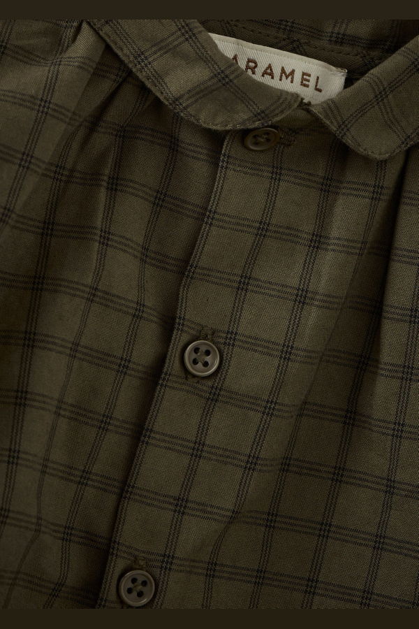 Caramel Aloe Baby Shirt - Khaki Check