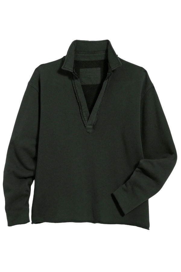 Frank & Eileen Patrick Popover Henley Top - Dark Green