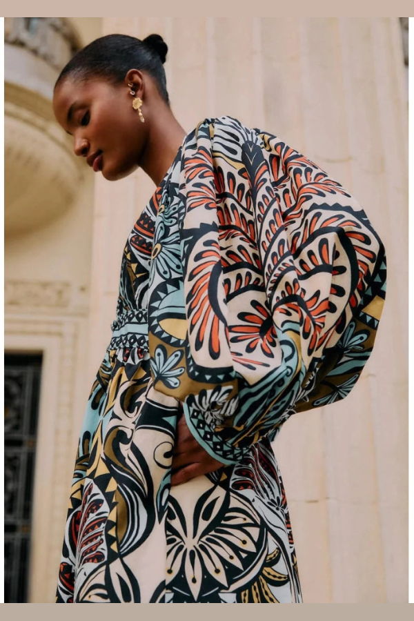 Farm Rio Balamana Deep V-Neck Maxi Dress - Multicolor