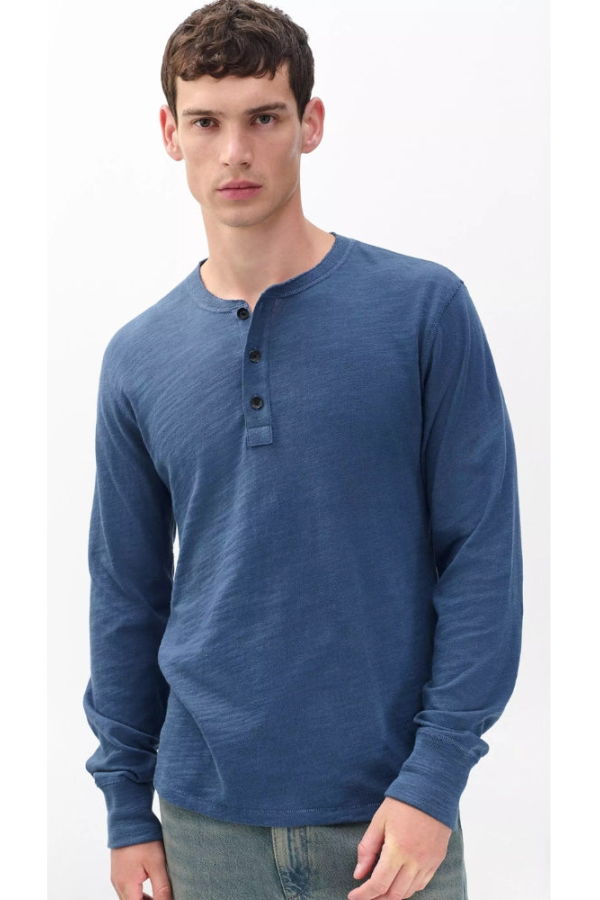 Rag & Bone Classic Flame Henley - Worn Indigo