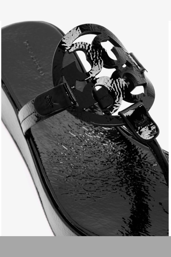 Tory Burch Miller Wedge 25mm Sandal - Perfect Black Patent