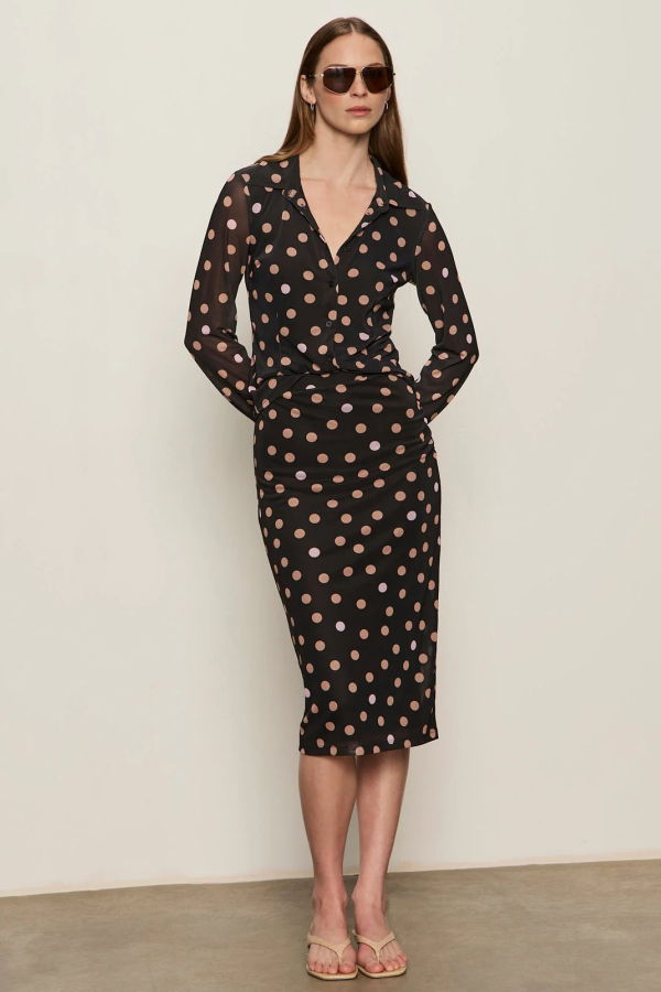 Sanctuary Fitted Mesh Button Down Top