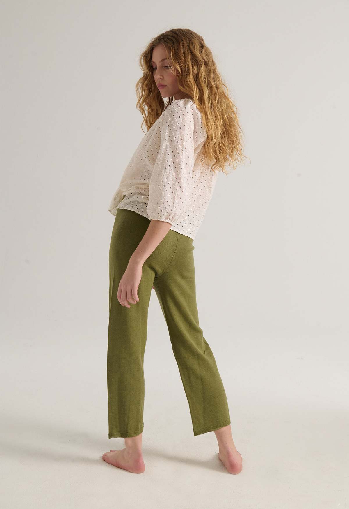 Loup Charmant Peasant Top in Cotton Eyelet - Natural - Image 2 of 2