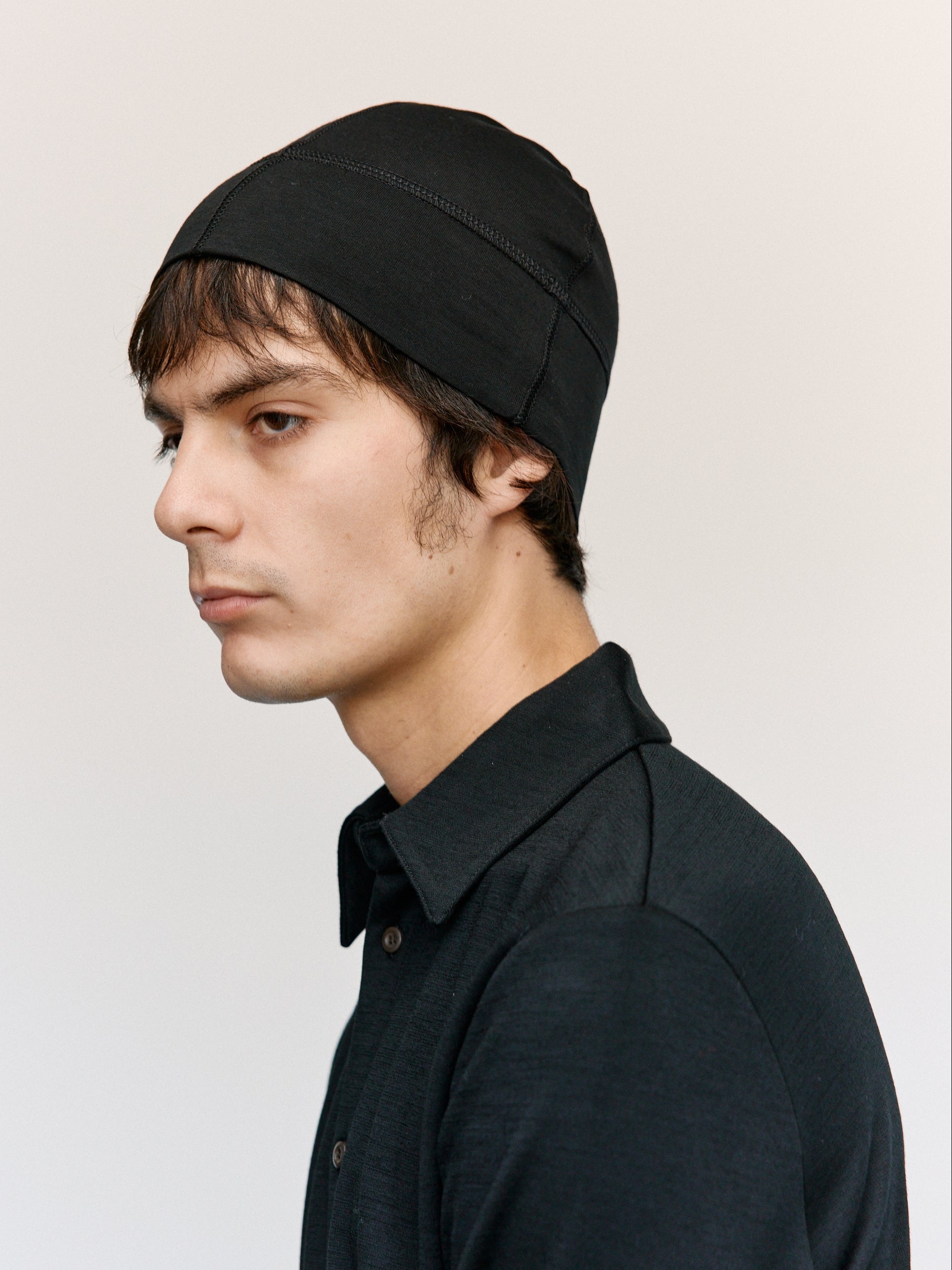 RIER POLAR JERSEY BEENIE ブラック　ビーニー　25AW Rier Black Wool Polar Jersey Beanie | Garmentory