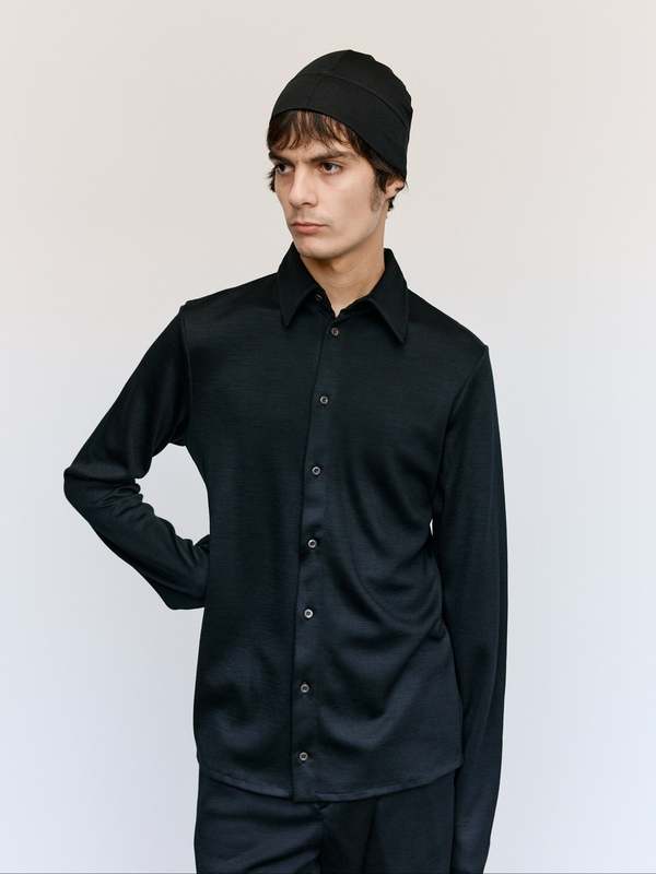 Rier Black Wool Polar Jersey Beanie | Garmentory