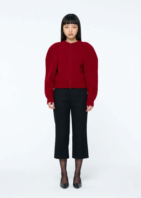 AMOMENTO Rib Two Way Zip-Up Cardigan | Garmentory