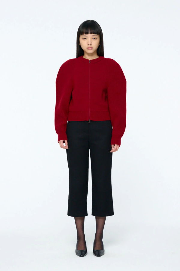 AMOMENTO Cut Out Rounded Cardigan