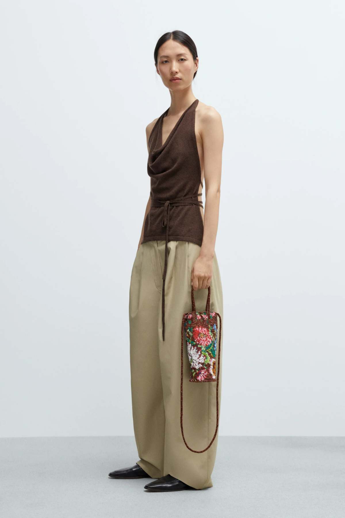 Cordera Merino Wool Tie Top - Brown - Image 2 of 4