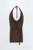 Cordera Merino Wool Tie Top - Brown - Thumbnail 4