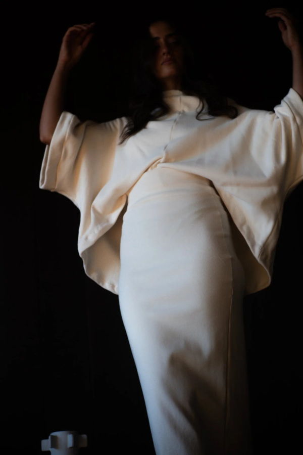 HERDERIN Wide Sleeve Pullover Sweater in US Organic Fleece