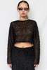 Assembly Black Feather Crop Long Sleeve Top - Thumbnail 1
