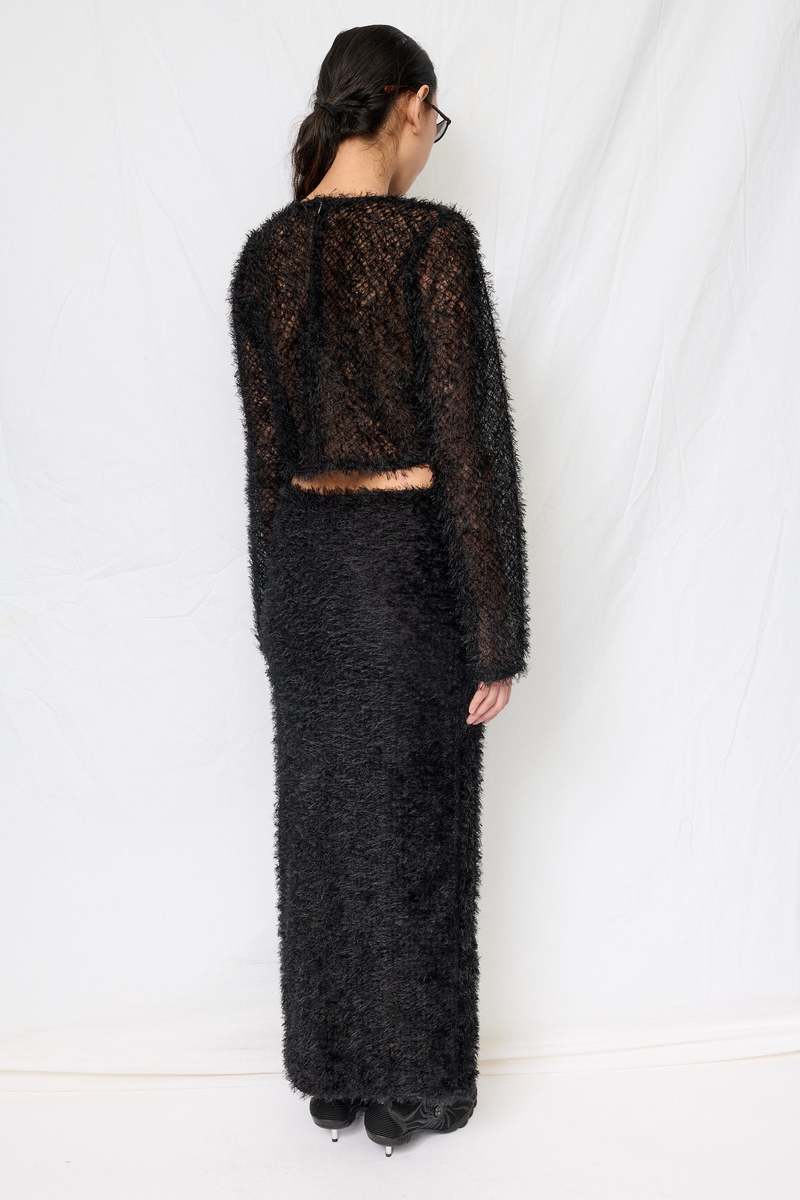 Assembly Black Feather Crop Long Sleeve Top