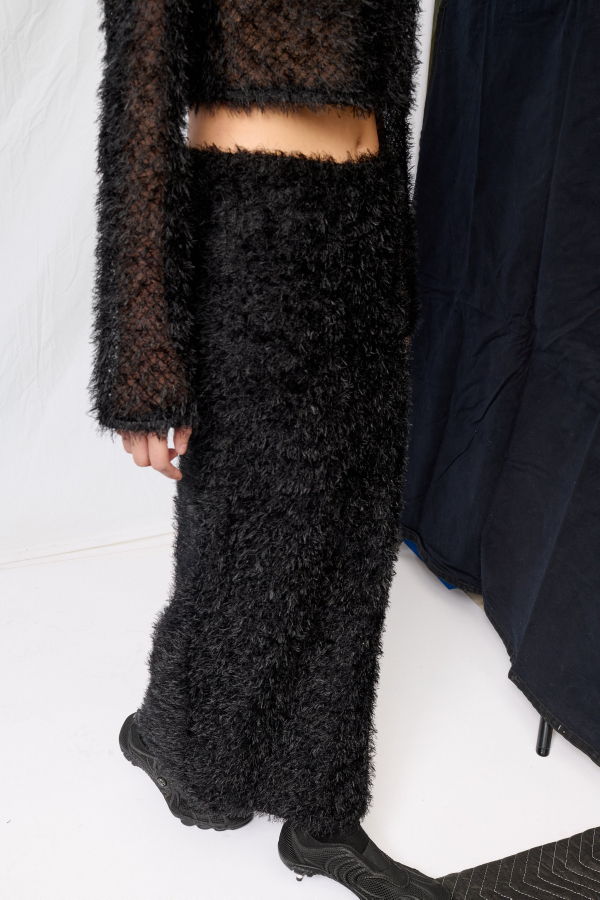 Assembly Black Feather Maxi Skirt