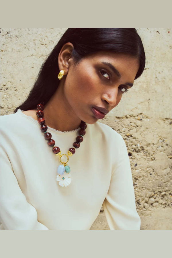 Lizzie Fortunato Desert Bloom Tigers Eye Necklace