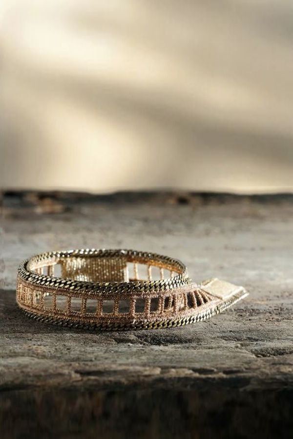 Marie Laure Chamorel 1D003 Double Wrap with Vintage Ribbon Bracelet