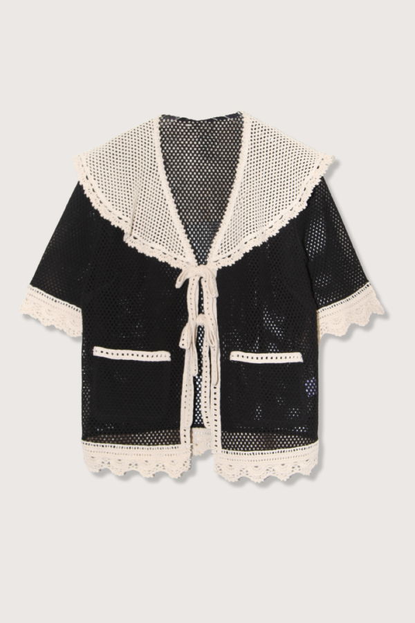 Sea NY Kendall Crochet Tie Front Top