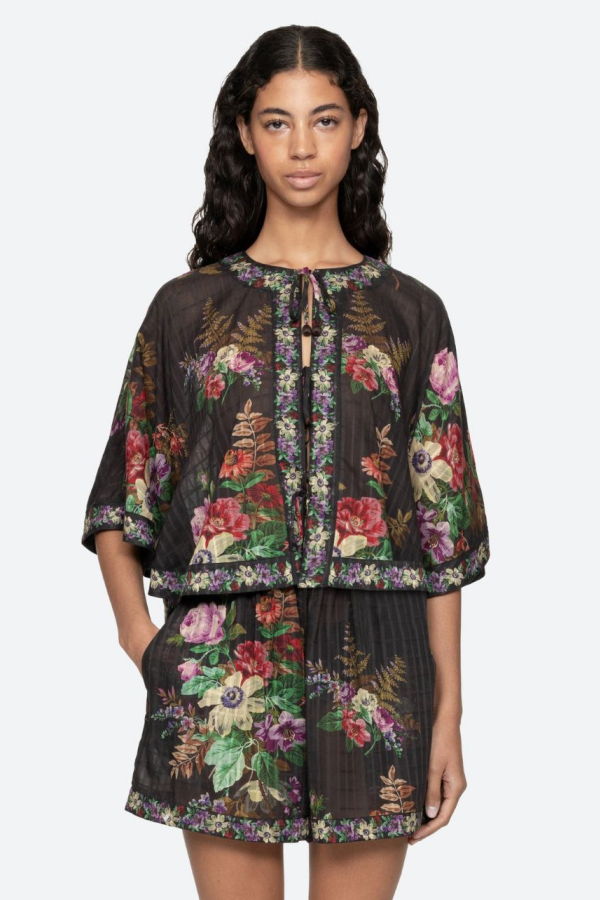 Sea NY Viktoria Print Tie Front Top