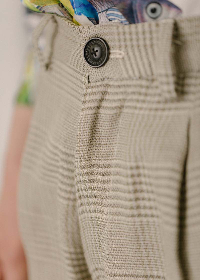 Geoffrey B. Small 1920's Tailored Curved Bottom Trousers - h.w.grey glen plaid