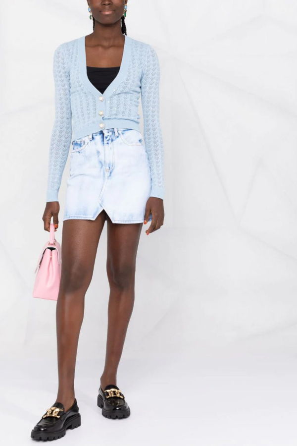 ALESSANDRA RICH Acid Denim Skirt - ACID BLUE