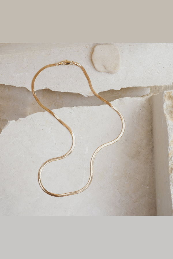 Mabel and Moss MM Kay Herringbone Gold Necklace