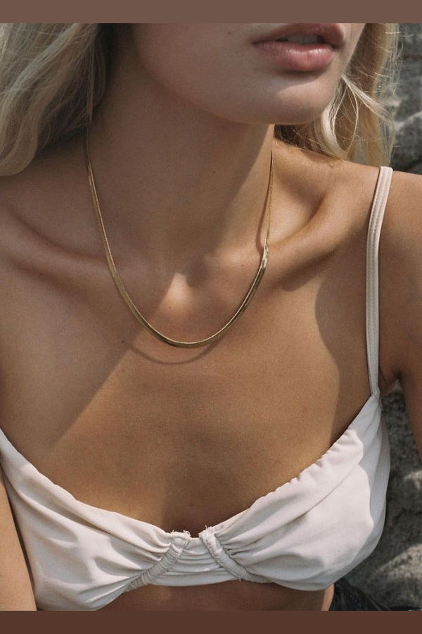 Mabel and Moss MM Kay Herringbone Gold Necklace