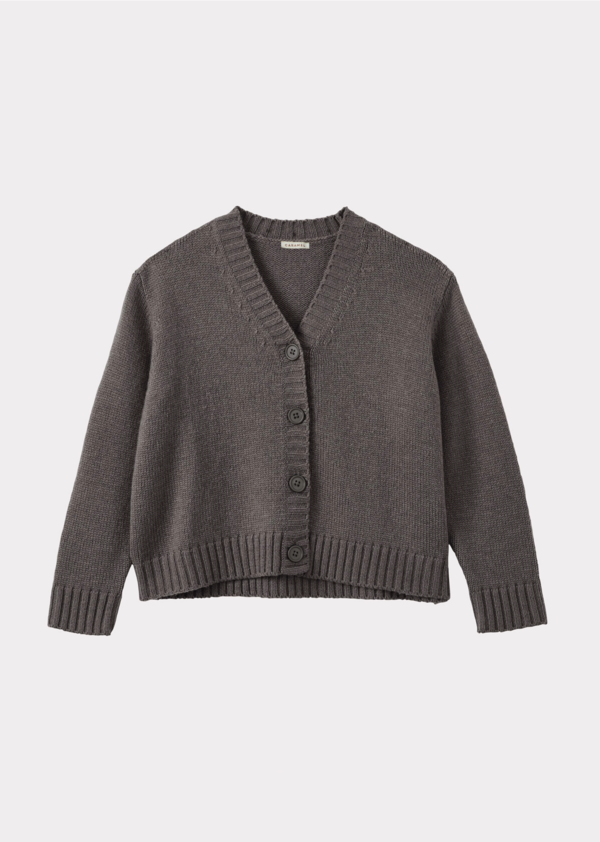 Caramel COPPER TEEN WOOL MIX CARDIGAN - DARK GREY