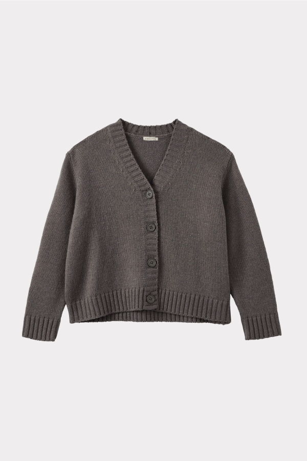 Caramel COPPER TEEN WOOL MIX CARDIGAN - DARK GREY
