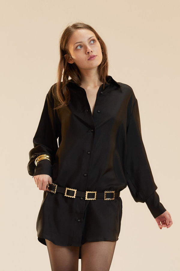 Cynthia Rowley Collectible Silk Shirt Dress - Black
